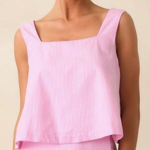 Prosperina Lola Peony Pink Stripe Crop Top